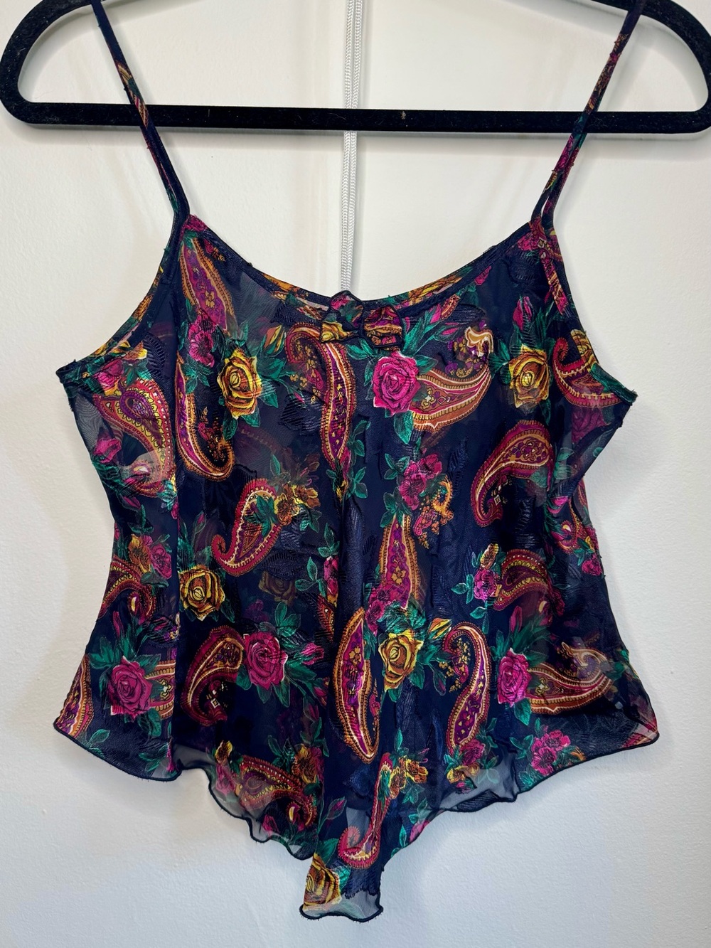 Paisley Floral burnout satin Camisole in Navy & Pink